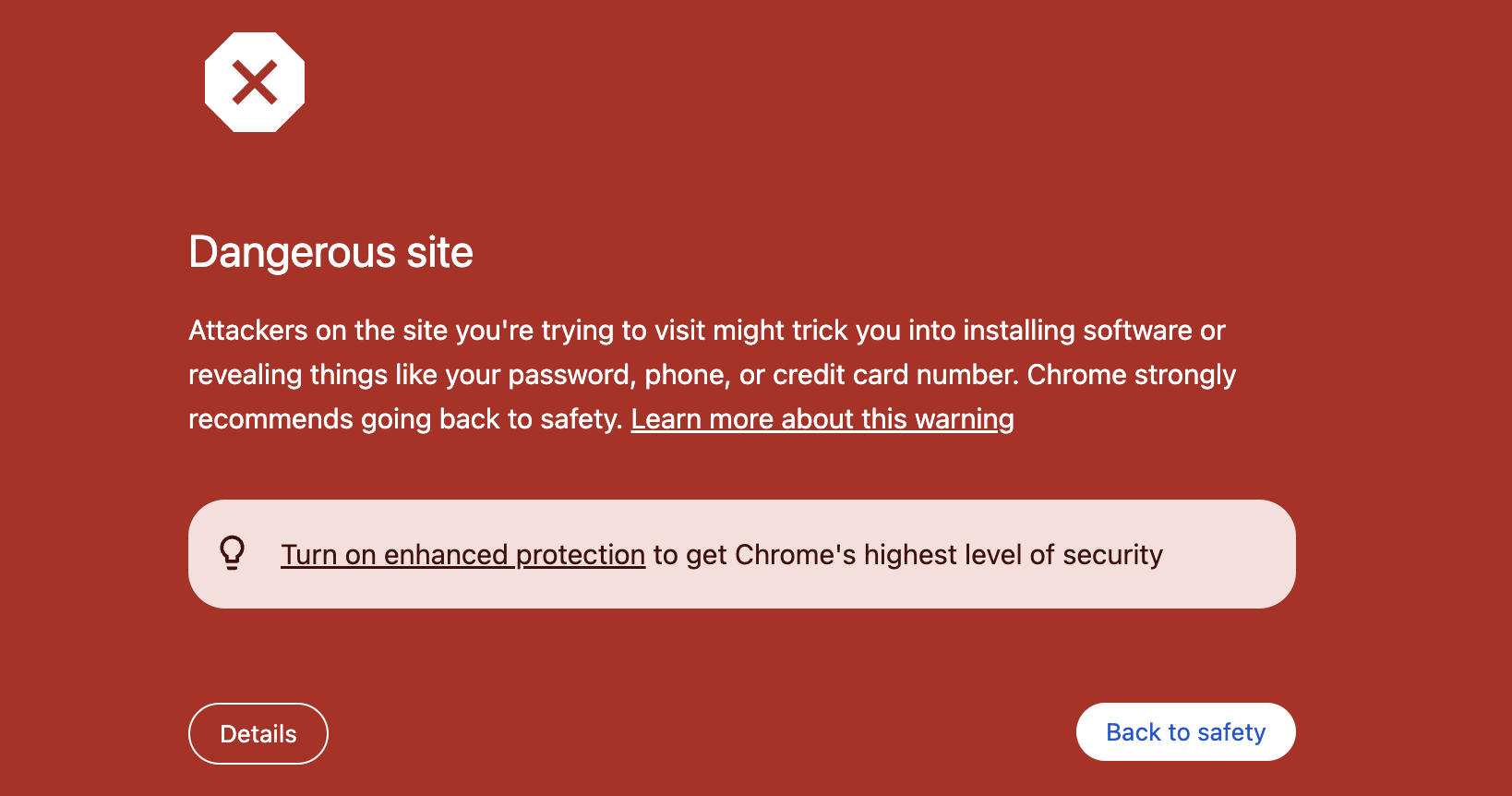 Chrome phishing warning